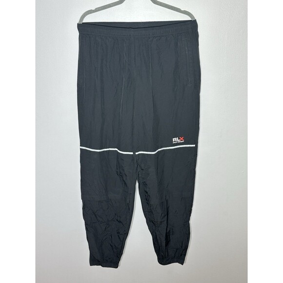 Vintage POLO SPORT RALPH LAUREN Nylon Track Pants Black Size Large 90s 00s - Picture 1 of 7